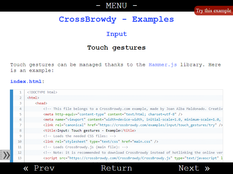 CrossBrowdy - Examples - Input: Touch gestures